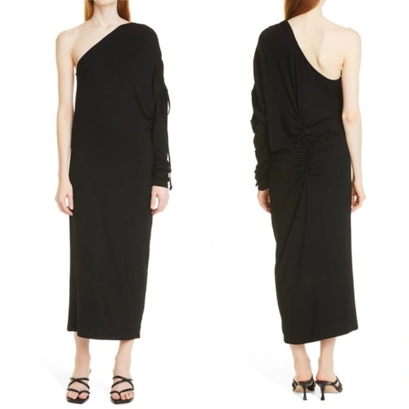 New Birgitte Herskind Bjorg One Shoulder Jersey Knit Dress Black Size M - Picture 1 of 8